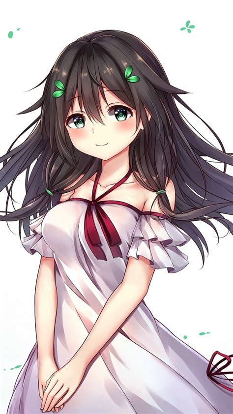 Download Wallpaper 720x1280 Cute Anime Girl Green Eyes Original