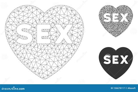 Sex Heart Vector Mesh Wire Frame Model And Triangle Mosaic Icon Stock