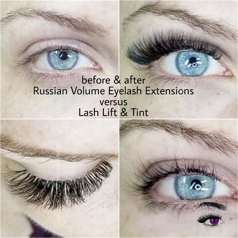A Comparison Of Russian Volume Eyelash Extensions And A Lash Lift