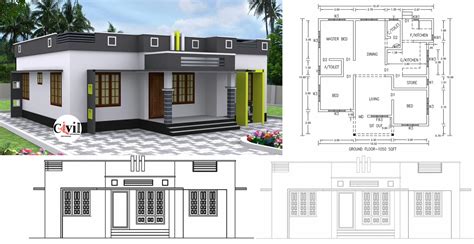 1050 Sq Ft 3BHK Modern Single Floor House And Free Plan Engineering