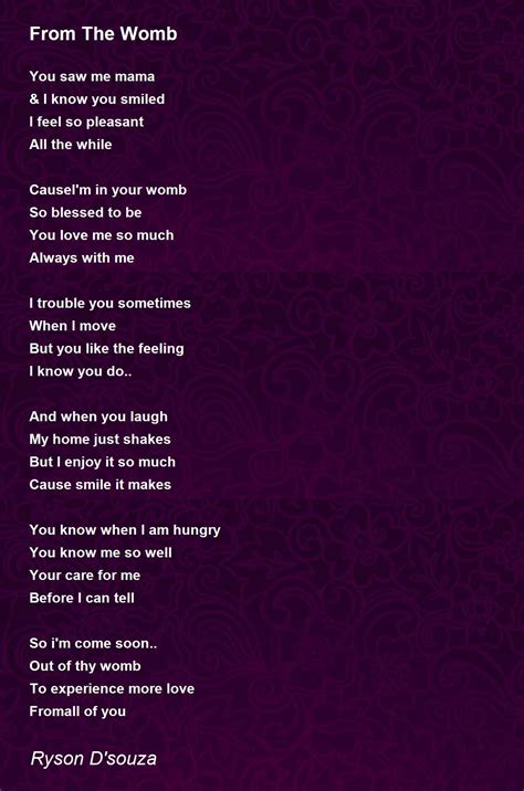 From The Womb From The Womb Poem By Ryson Dsouza