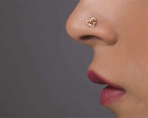 Unique Nose Stud Rose Gold Nose Stud Gold Piercing India Etsy