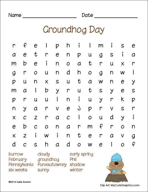 Free Printable Groundhog Day Word Search A Quiet Simple Life With