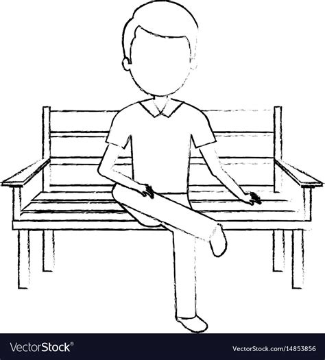 Man Sitting On Park Chair Royalty Free Vector Image