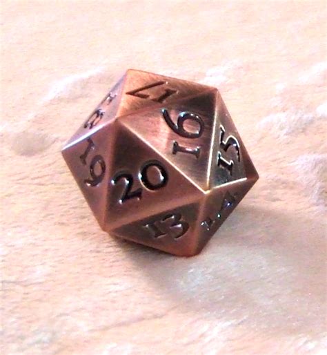 Dream Keepers Copper And Gold D20 Dice Solid Metal