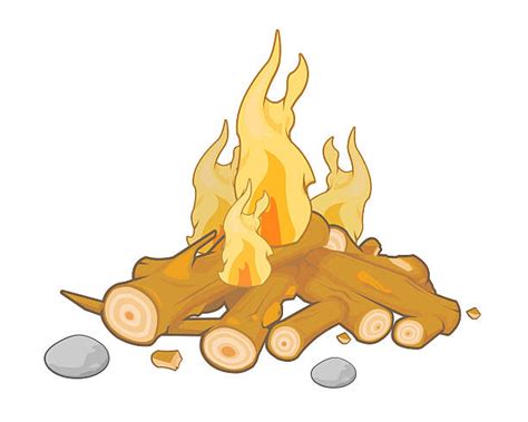 Best Cartoon Burning Wood Logs Illustrations Royalty Free Vector