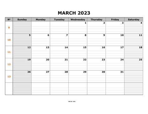 Free Calendar For March 2023 In Pdf Word Excel To Print