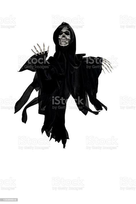 Flying Ghost Skeleton On A White Background Stock Photo Download