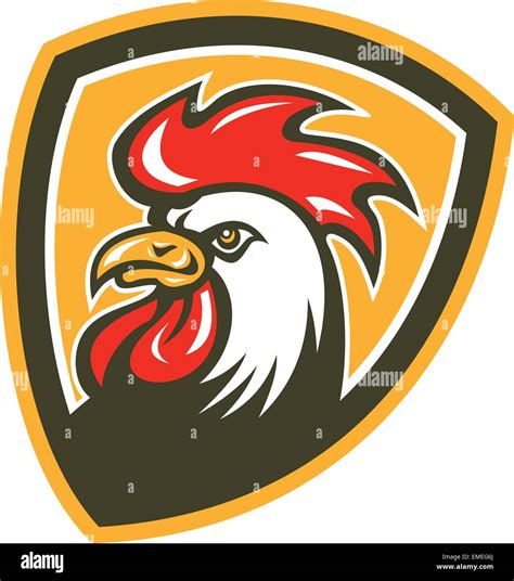 Chicken Rooster Head Mascot Shield Retro Stock Vector Image And Art Alamy