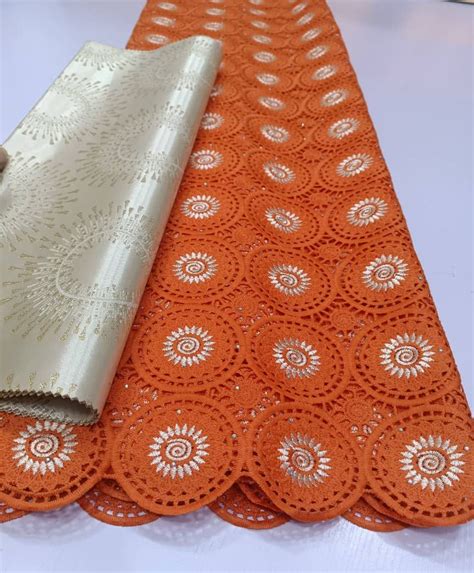 orange guipure lace fabric ogl094ng 5 yards