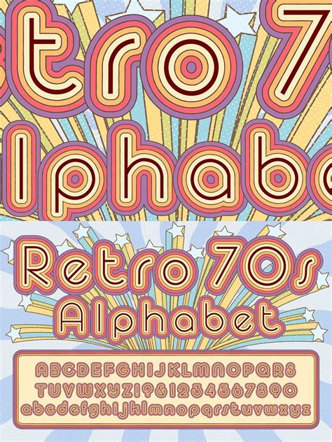 Retro 70s Alphabet Typographic Design Typography Retro 70s