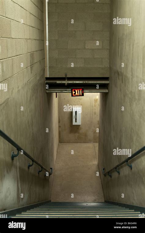 Stairway Down To Basement And Exit Stock Photo Alamy