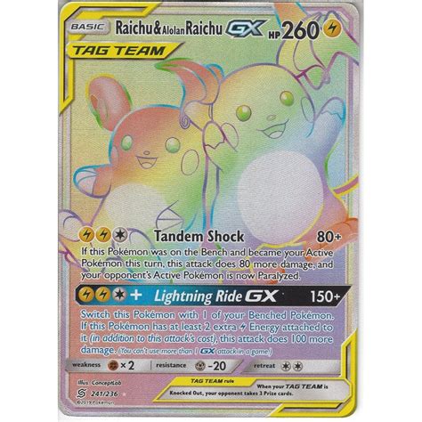 We did not find results for: Pokemon Trading Card Game 241/236 Raichu & Alolan Raichu ...