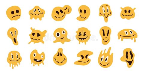 Distorted Emoticons Psychedelic Abstract Emoji Characters With