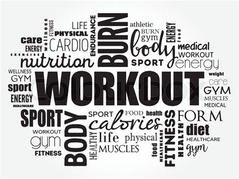 Workout Word Cloud Collage Fitness Stock Vector Colourbox