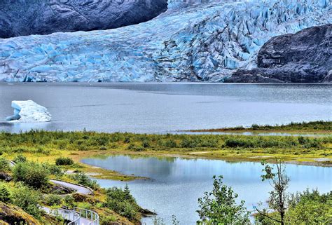 Visitor Center Overlook Of Mendenhall Glacier Near Juneau Alaska