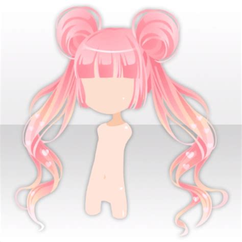 Lovely Buns On Twin Tails Hair Ver A Pink Chibi Hair Anime Hair Character Design