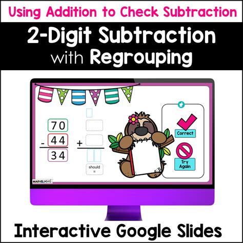 2 Digit Subtraction With Regrouping 10 Check With Addition Marvel Math