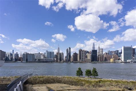 New York City Panorama With Manhattan Skyline Over East River Stock