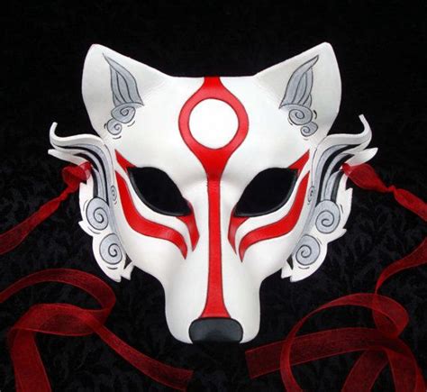 Okami Leather Maskhandmade Japanese Wolf Mask Etsy Wolf Mask