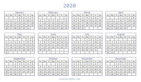 2020 Calendar You Can Edit Month Calendar Printable