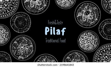 Pilaf Sketch Illustration Middle Eastern Cuisine Stock Vector Royalty