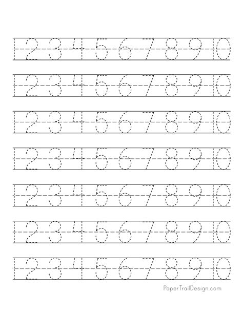 Printable Tracing Numbers 1 10 Worksheets