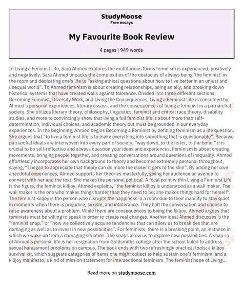 My Favourite Book Review Free Essay Example