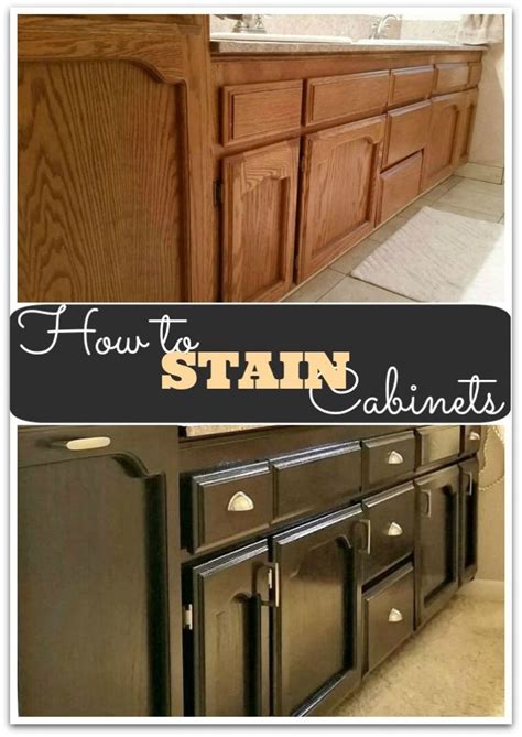 Instead of paying thousands of dollars to have new cabinets installed, consider staining them. How to Gel Stain Cabinets - She Buys, He Builds