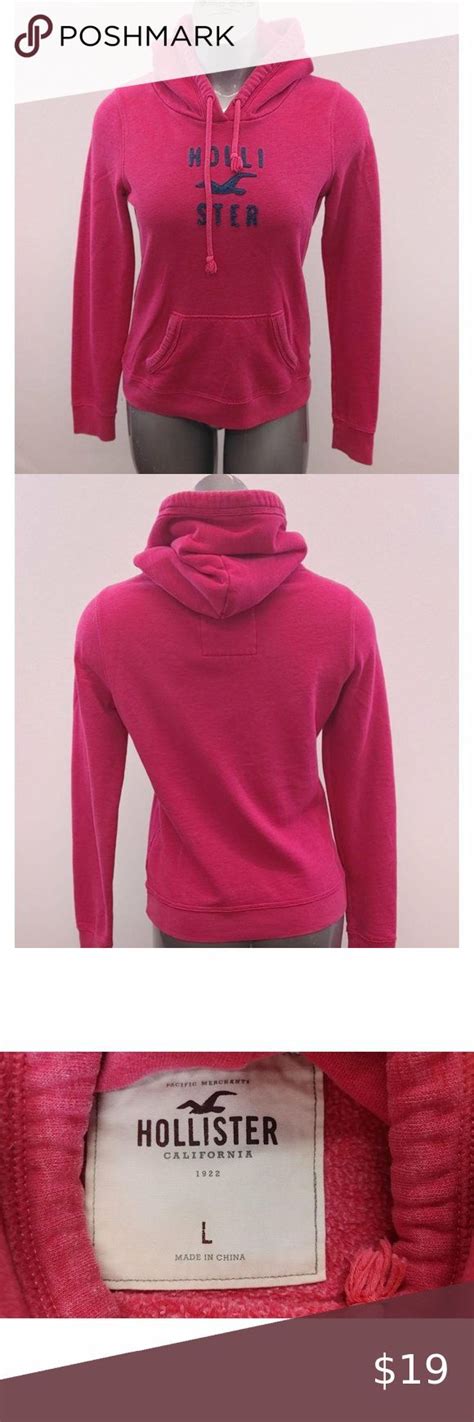 Hollister Hoodie Womens Size Large Pink Spell Out Hollister Hoodie
