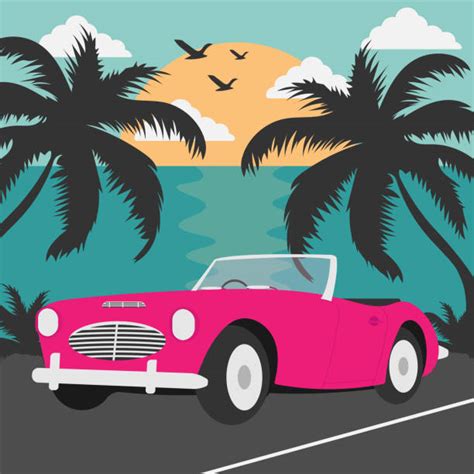 60 Classic Car Sunset Stock Illustrations Royalty Free Vector