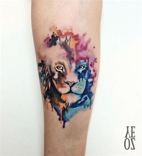 Pretty Lion Watercolor Piece Best Tattoo Ideas And Designs Watercolor