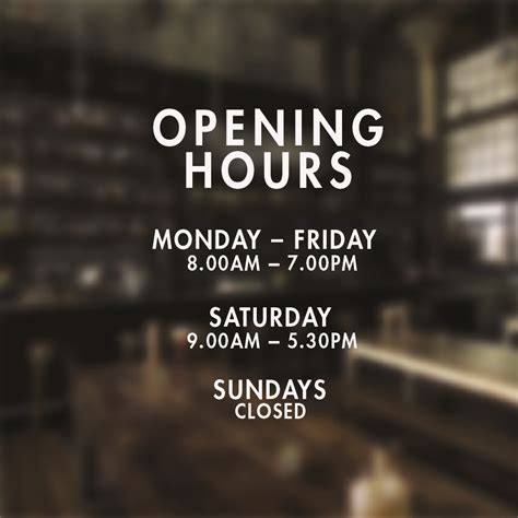 Opening Hours Times Personalised Customised Window Shop Sign Vinyl