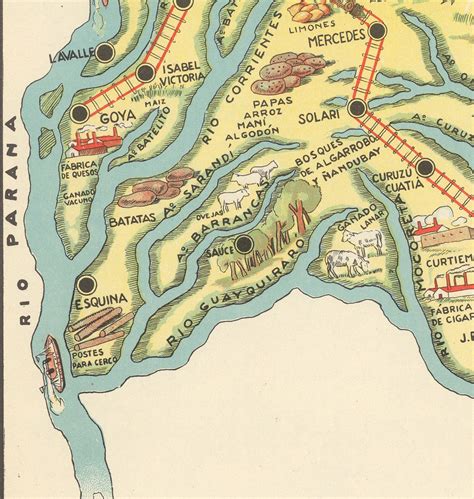 Pictorial Map Of Corrientes Argentina Vintage Home Deco Etsy