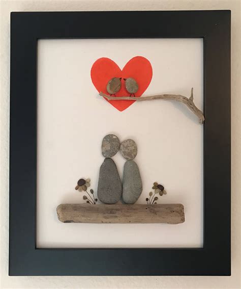 Pebble Art-Couple-Love Birds | Pebble art, Pebble art family, Rock crafts