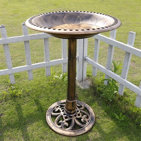 Outdoor Resin Garden Pedestal Bird Bath Vintage Decor Copper