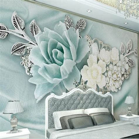 3d Painting Green Flower Wall Mural For Bedroom Tv Background Decor