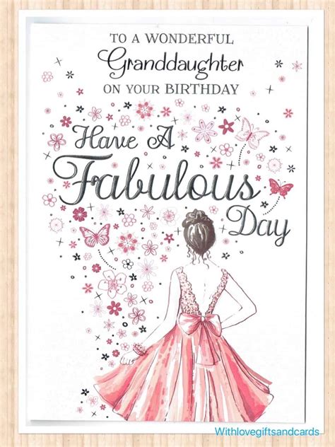 Grandaughter birthday cards from grandmother or grandad. Granddaughter Birthday Card Embossed Design With Flowers ...