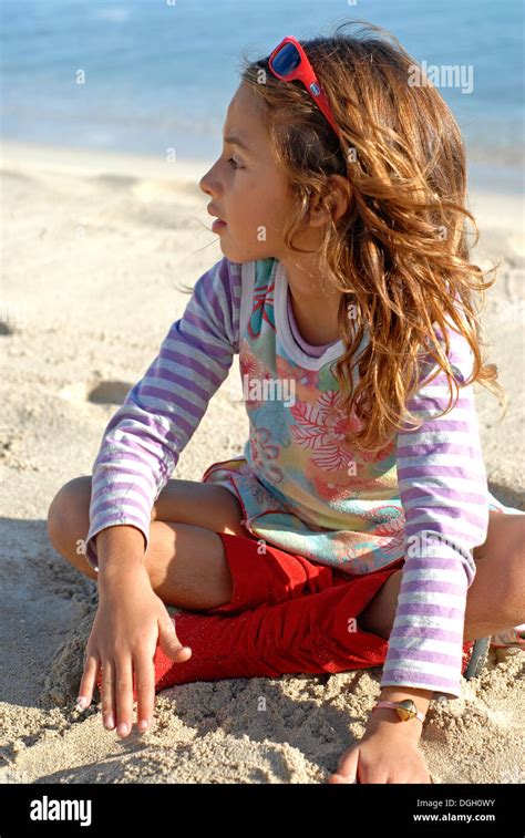 Cute Brazilian Seven Year Old Girl On The Beach Stock Photo Alamy