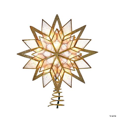 Kurt Adler 10 Light Capiz Treetop Gold Glitter Star 95 Inches