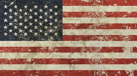 Old Grunge Vintage Faded American Us Flag Digital Art By Anton Eine