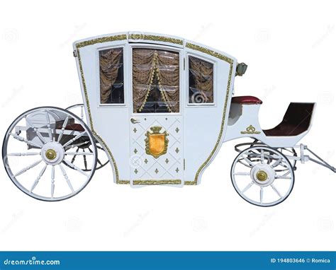 Vintage Royal Luxury Wedding Carriage Isolated Over White Stock Photo