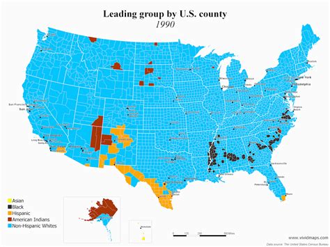 Leading Minority Group By Us County 1990 2017 Vivid Maps Map