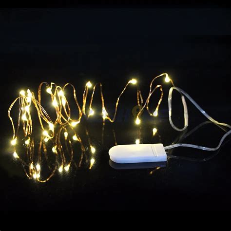 Axeshine Copper Led Fairy Lights 2m 20 Leds Cr2032 Button Battery Led String Light For Xmas