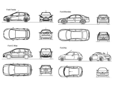 Multiple Ford Cars Elevations Cad Drawing Details Dwg File Cadbull