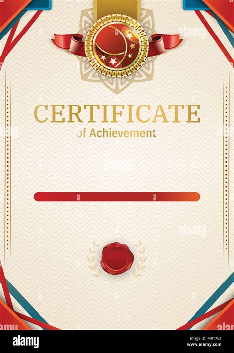 Official Retro Certificate With Red Gold Design Elements Red Ribbon