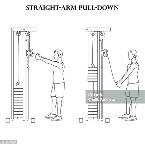 Straightarm Pulldown Oefening Kracht Training Vector Illustratie Overzicht Stockvectorkunst En