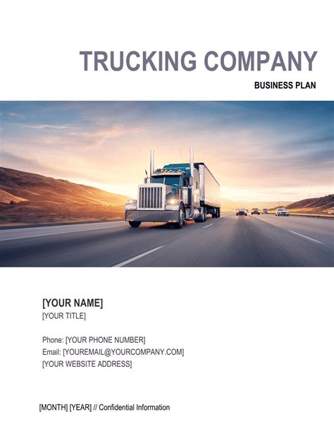 Trucking Company Business Plan Template By Business In A Box