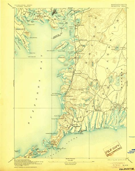 Falmouth Massachusetts 1893 1905 Usgs Old Topo Map Reprint 15x15 Ma