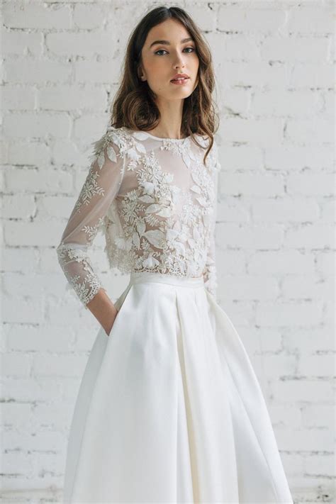 Lace Top Lace Top Wedding Bridal Tops Bridal Separates Long Sleeve